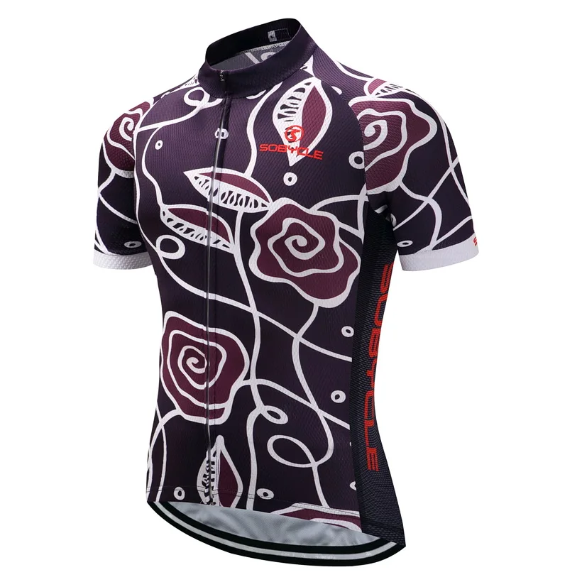 New Brand Purple flower pro cycling jersey MTB Ropa Ciclismo mens women