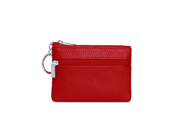

Genuine Leather Popular Small Coin Purse Bus Card Package Zipper pocket Key Wallet Custom name logo