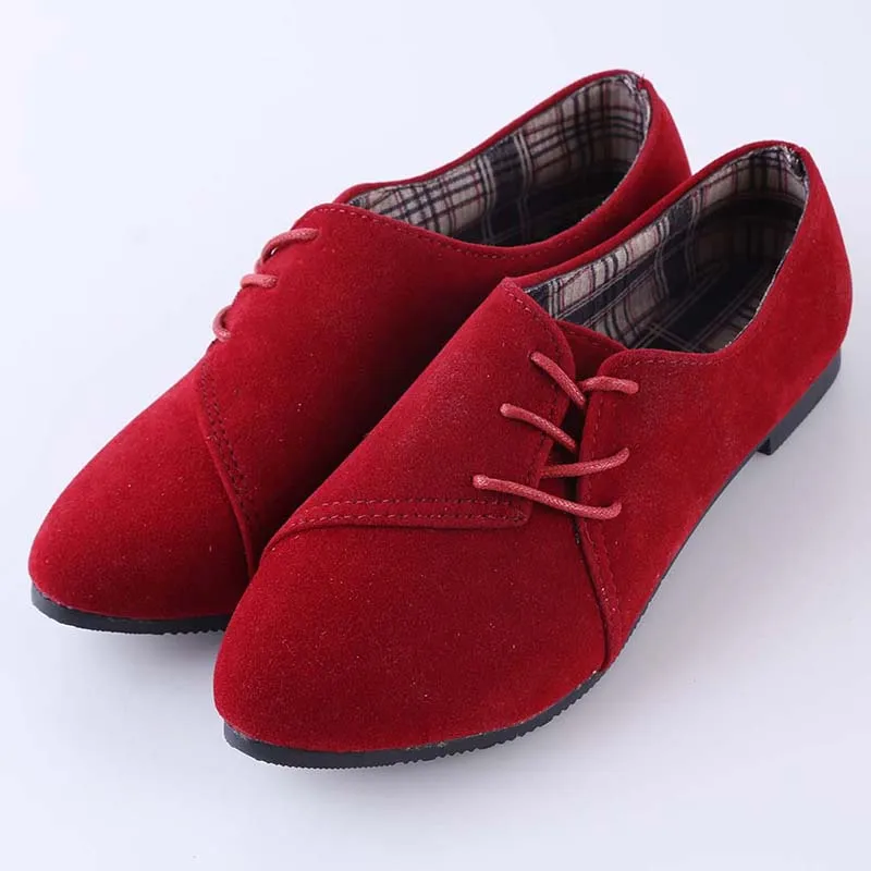 

Bigsweety Fashion Loafers Women Flat Shoes Spring Women Casual Shoes Nubuck Leather Lace Up Round Toe Sapatilhas Zapatos Mujer