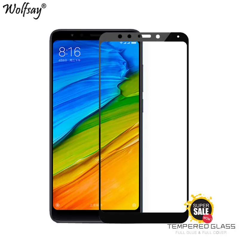 Полностью клеевое стекло для Xiaomi Redmi 5 Plus закаленное Защита экрана стеклянная