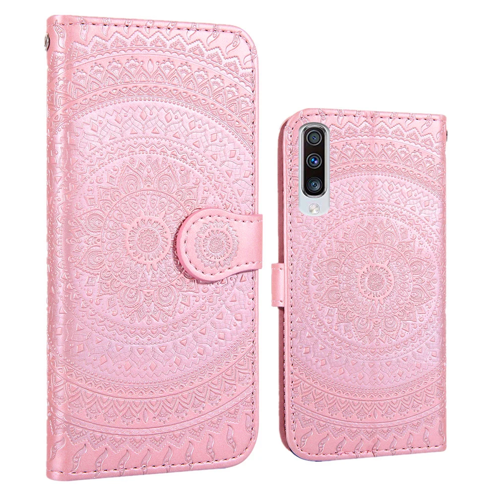 Кожаный флип-кошелек Datura с цветами для Samsung Galaxy A40 A50 A60 A70 / A3 A5 J3 J5 J7 2017 чехол