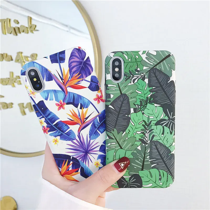 

Phone Cases For iphone X Case Summer Green Leaf Plant Tropical For Apple iPhone 7 8 6 6S Plus X Case Hard PC Back Cover Coque
