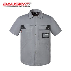 Work clothes for men workwear short sleeve work shirt grey