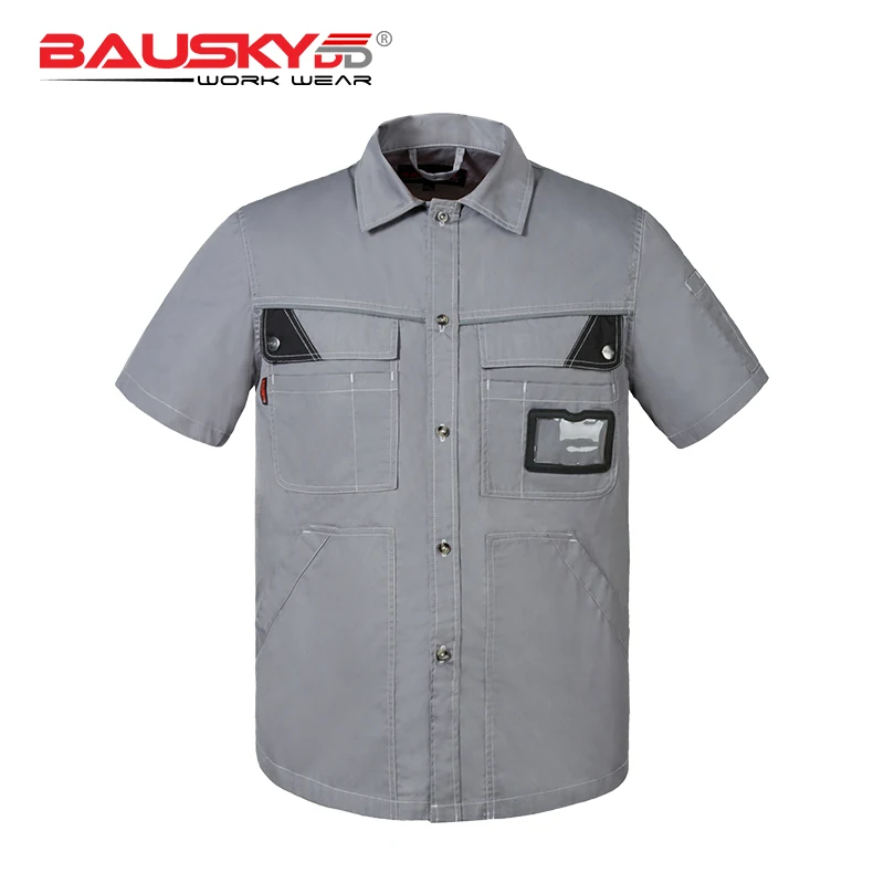 

Work clothes for men workwear short sleeve work shirt grey