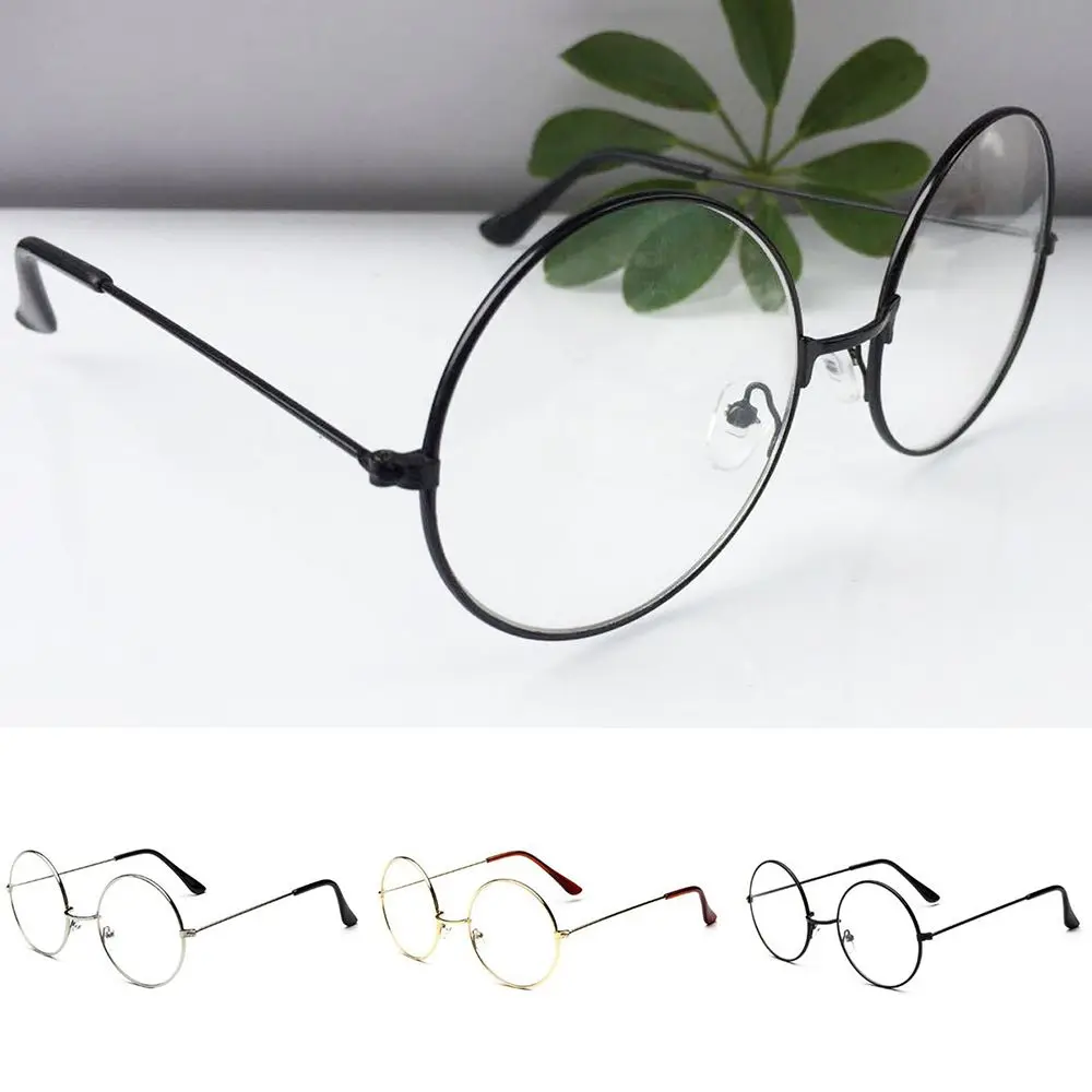 1 шт., винтажные Ретро очки в металлической оправе с прозрачными линзами, очки в духе гиков, большие круглые очки унисекс
