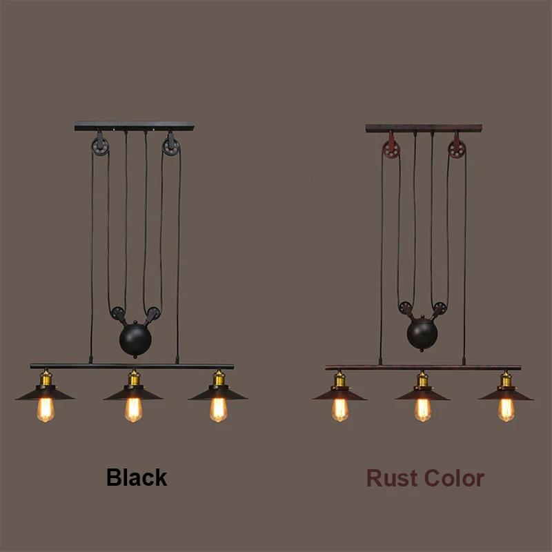 E27 Винтаж Лофт ретро подвесной светильник 1/2/3 головки бра шкив лампы, светильники Ресторан Бар украшения дома AC110-240V