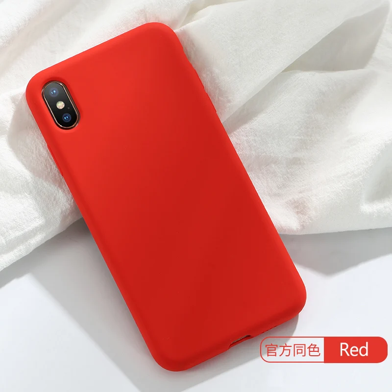 Обновленный жидкий силиконовый чехол для iPhone 6, 6 S, 7, 8 Plus, X, XS, MAX, XR, 11 Pro, однотонный Мягкий силиконовый чехол-бампер - Цвет: Красный