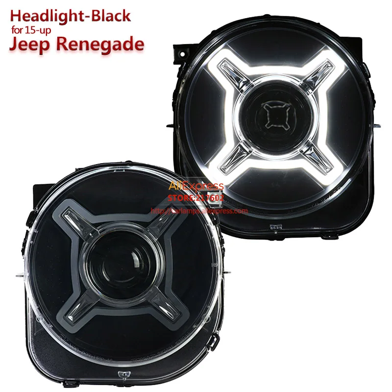 

SONAR brand for Jeep Renegade Black LED Projector Lens Car Headlights Assembly 2015 year up Bi-xenon Car-styling Tuning lamps