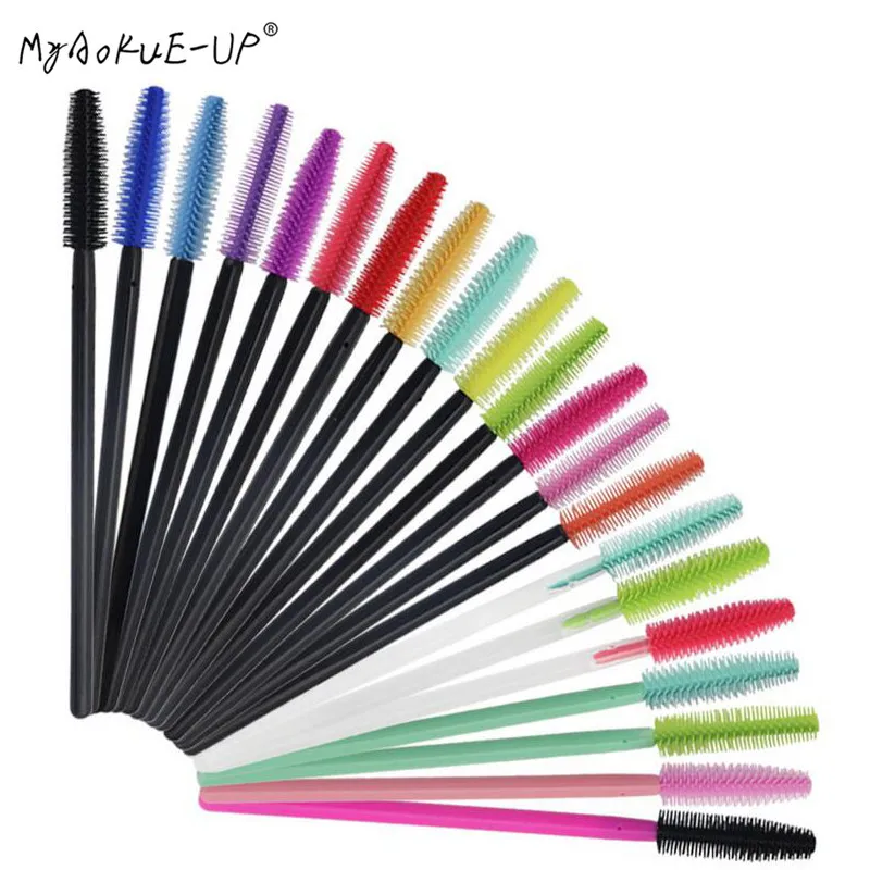 50pcs One-off Silicone Mascara Wands Applicator Disposable Eyelash Brushes Towel Shape Makeup Brush For Eyelash Extension