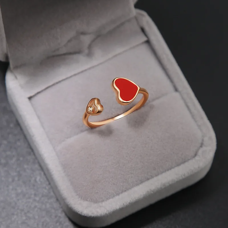 

XIAO YOUNG Fashion Adjustable Rings For Women Jewelry 2019 New Design Heart Rhinestone Rings Female Gift Wholesale Red Back