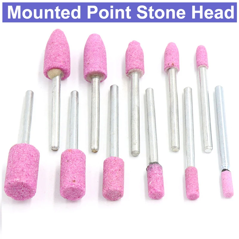 URANN 10pc 3mm Shank Assorted Ceramic Mounted Point Grinding Stone Head