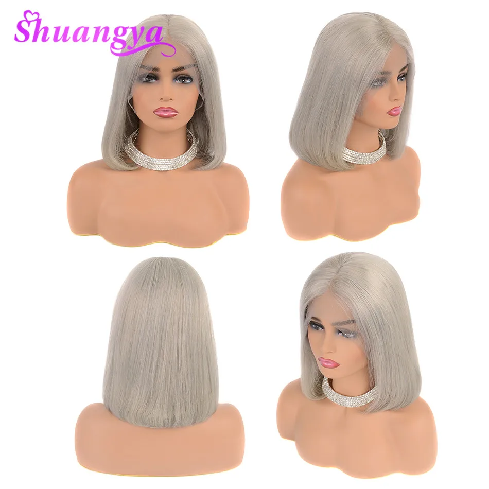 

13x4 Short Bob Wig 150% Density Malaysian Straight Remy Lace Wig Pre plucked With Baby Hair Lace Front Human Hair Wig For Women