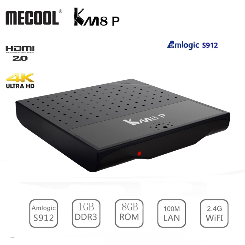 

New Promotion KM8 P Amlogic S912 Android 7.1 Smart TV Box ROM 1GRAM 8G 2.4G WiFi 4K Ultra Thin HD Set Top Box Player Support 3D