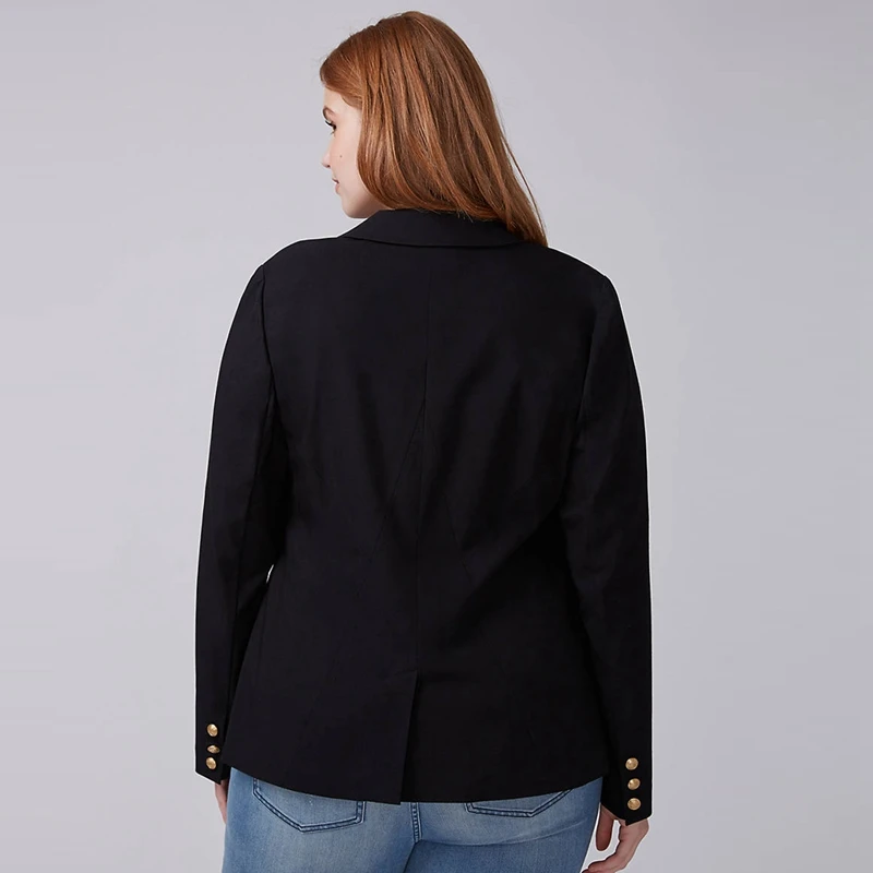 Kissmilk Plus Size Fashionable office worker in good taste handsome  long sleeve Retro button commute wind black blazer