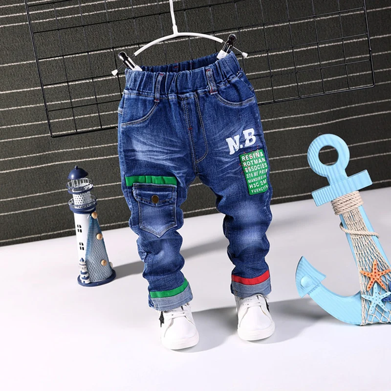 

2019 NEW Spring Autumn Fashion Cartoon Letter Boys Jeans Baby casual Pants fashion Kids Jean Boy Trousers Children Denim 1-6Y