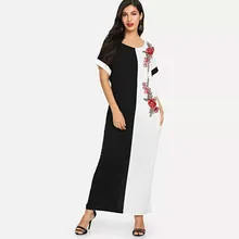 Ночная рубашка большого размера в стиле пэчворк с короткими рукавами, ночная рубашка макси, арабское домашнее платье в рамданском стиле, ночная рубашка