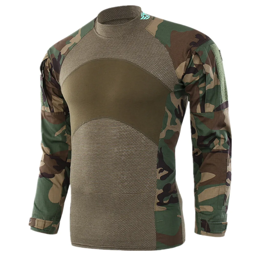 HAN WILD men летние тактическая футболка army green Combat с длинным рукавом военные Rip стоп