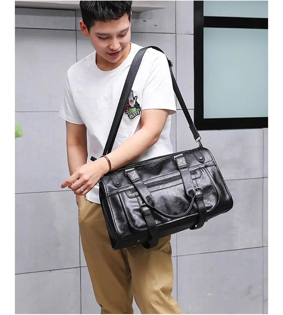 Wellvo, мужская деловая сумка из искусственной кожи, модная, круглая, для путешествий, с ручкой, на плечо, повседневная, одноцветная, XA193WC