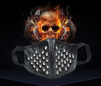 

Punk Leather Rivets Mask Rock Hip-hop For party outdoor motorcycle bar stage show good breathability