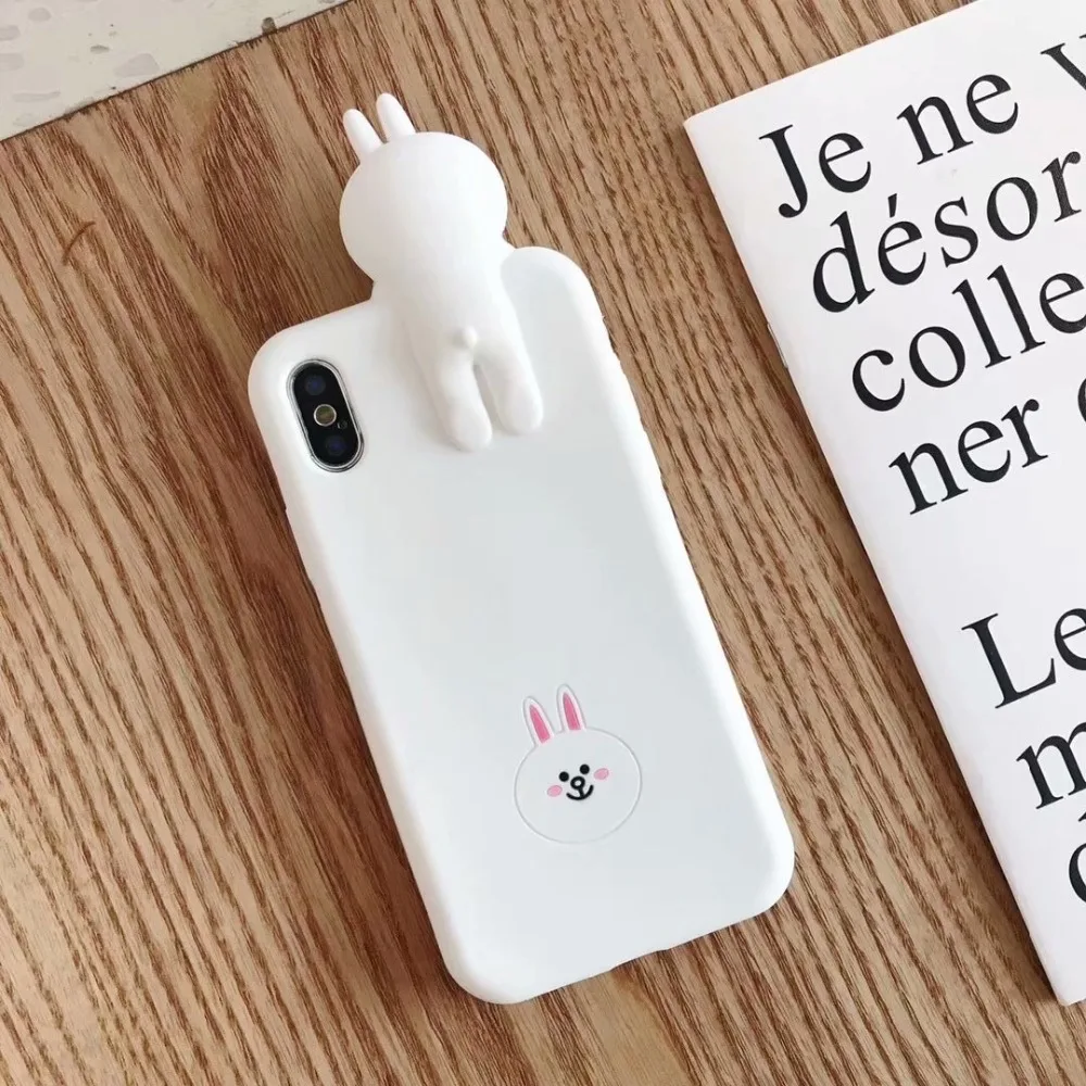 3D мультфильм коричневый Медведь Кролик курица чехол для телефона для iPhone X XS XSMax XR силиконовый мягкий чехол s для iPhone 6 6S 7 8 Plus задняя крышка