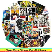 50Pcs/Lot Movie PVC Stickers Kill Bill/Reservoir Dogs/The Godfather/Fight Club/ For Motorcycle Skateboard Decal Toy Sticker