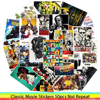 

50Pcs/Lot Movie PVC Stickers Kill Bill/Reservoir Dogs/The Godfather/Fight Club/ For Motorcycle Skateboard Decal Toy Sticker