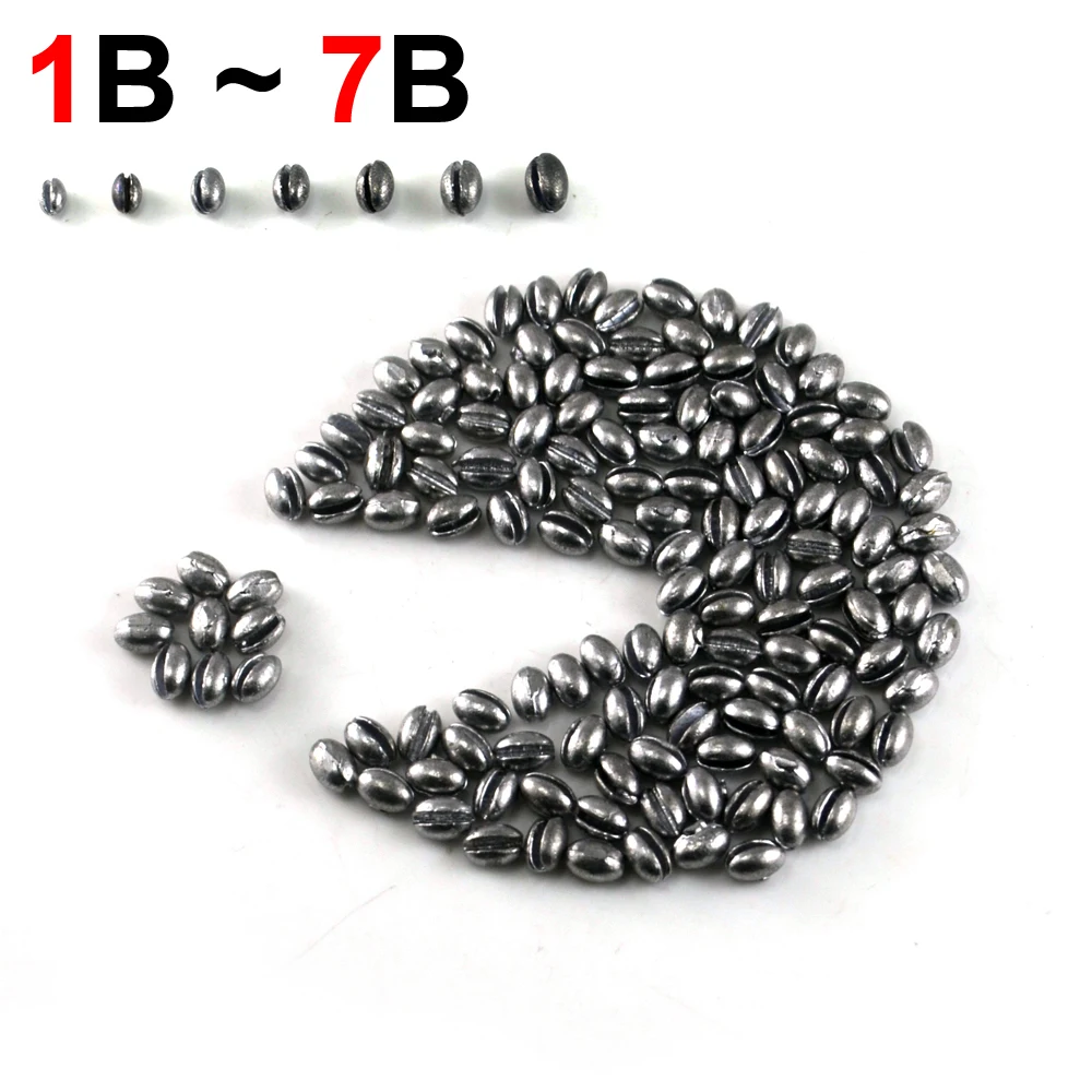 

100PCS 1B to 7B Premium Split Shot Lead Fishing Sinker Weight Combo With Box for Option Fishing Accessories for Fly Carp [PZ001]