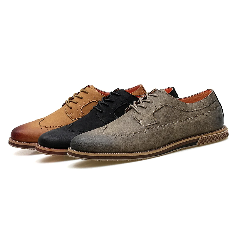fashion suede leather men shoes elegant male footwear italian office leisure moccasins dress classic brogue oxford shoes for men (17)