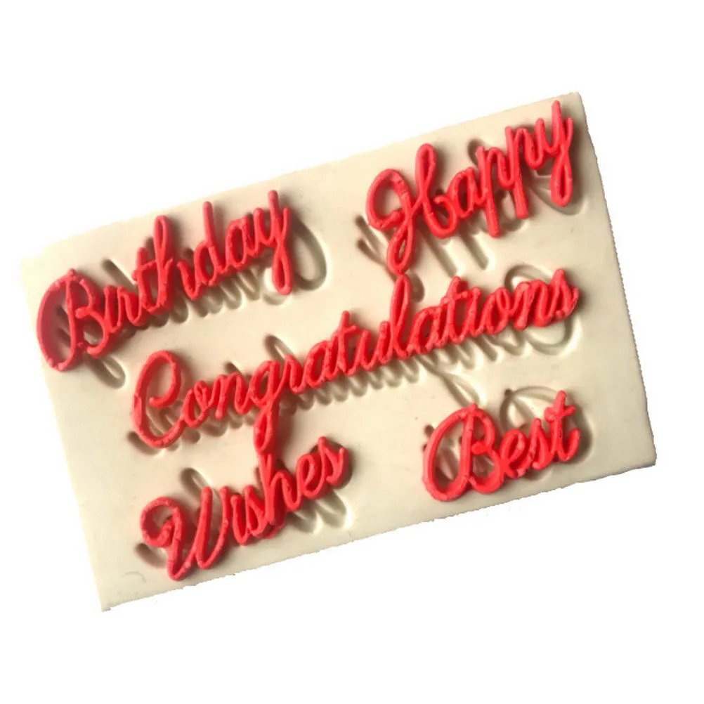 

1 Pcs Silicone Fondant Molds Blessing Letters Happy Birthday Best Wishes Congratulations Chocolate Mould Cake Decorating Tools