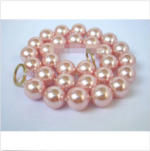 

14mm round pink south sea shell pearls necklace @^Noble style Natural Fine jewe FREE SHIPPING