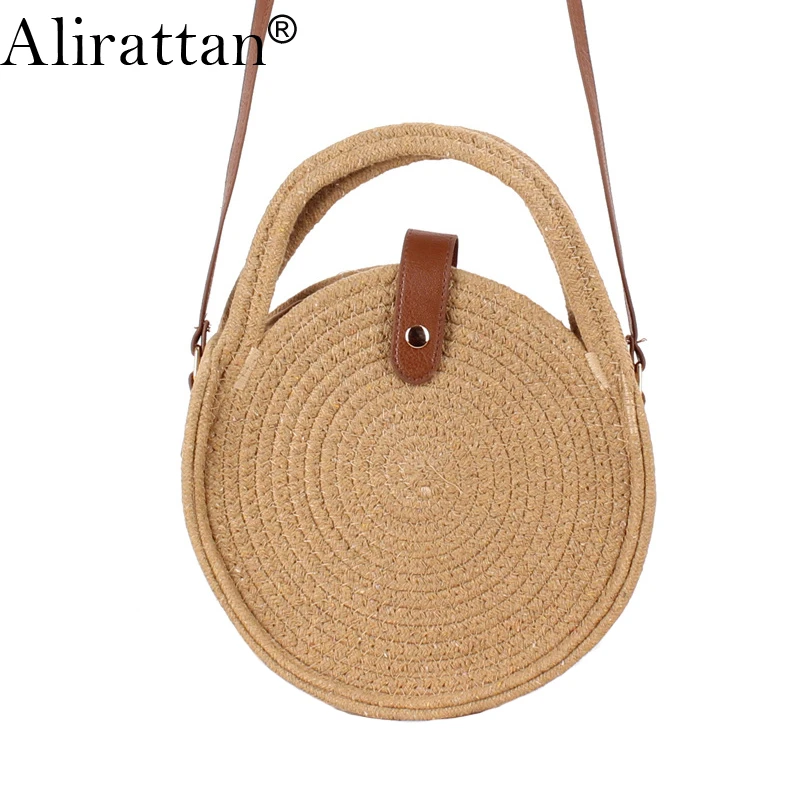 round paper straw handbag