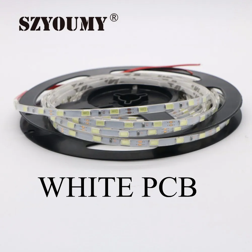 SZYOUMY 10 м IP65 Водонепроницаемый супер Узкий Тонкий 5730 300LED/5 м ленты Гибкие светодиодные DC 12 В 5 мм Ширина черный/белый PCB 9 Цвет