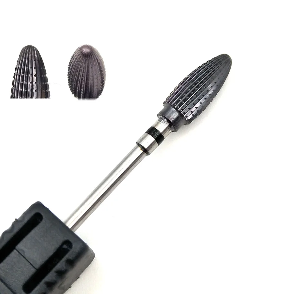HYTOOS Black Cotaing Nail Bits 3/32 Tungsten Carbide Nail Drill Bit Milling Cutter for Manicure Drill Accessories Nails Tools nail drill bits