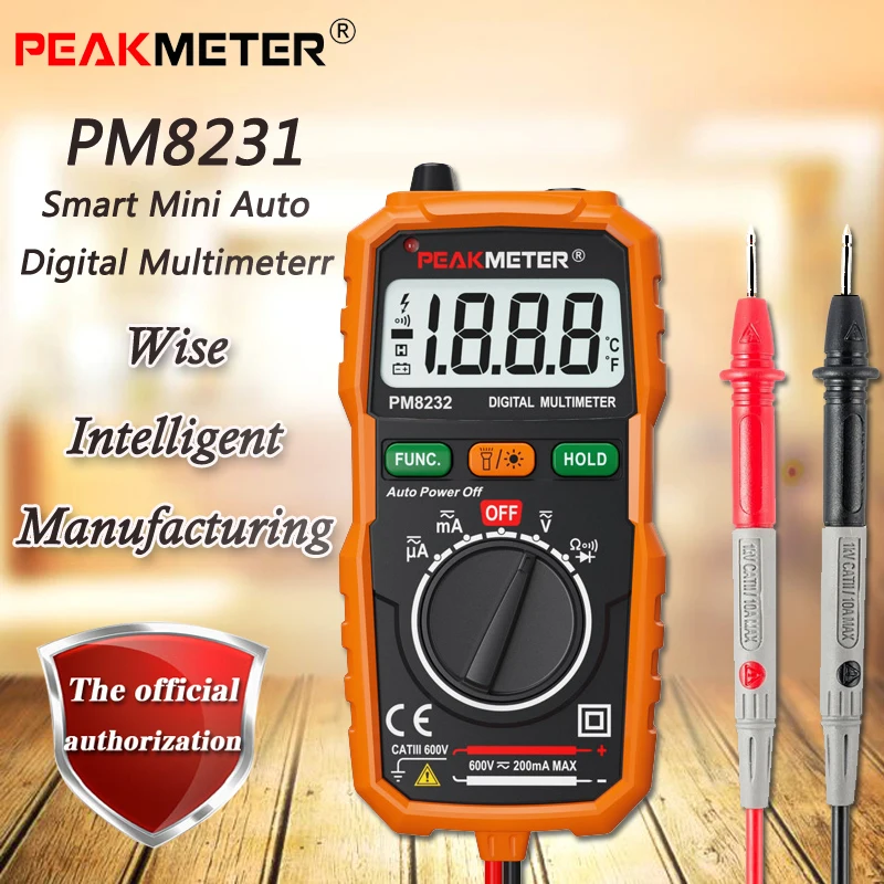 

PEAKMETER PM8232 Smart Mini Auto Digital Multimeter, Voltage / Current / NCV / Resistance Test, Diode Test, Backlight