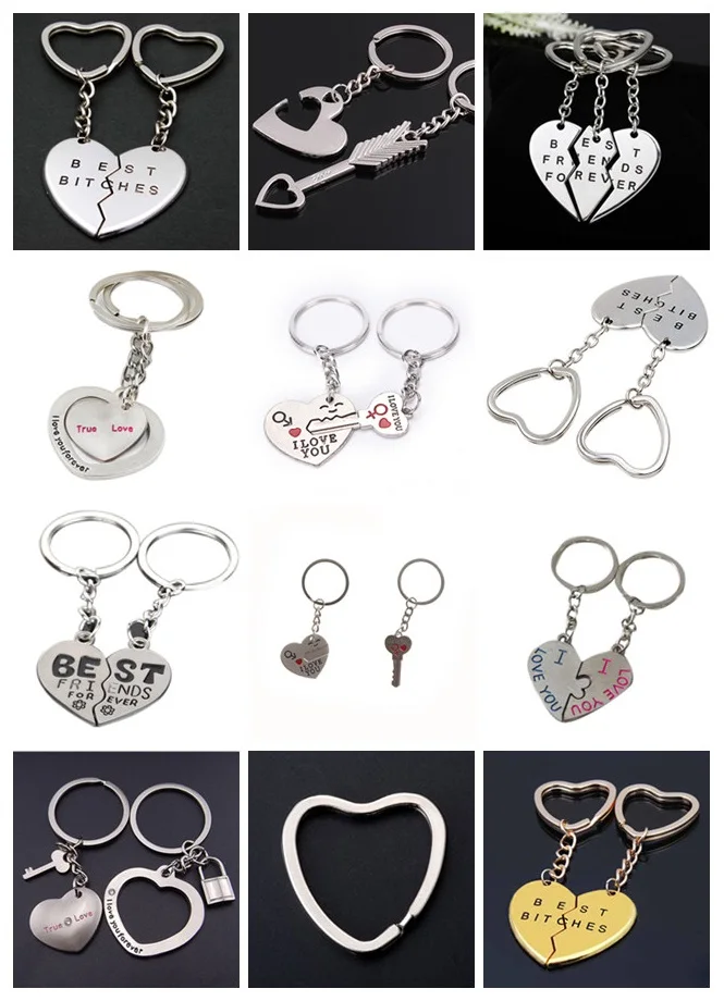 Heart Key Ring Lovers Key Chain 1 Pair Couple Valentine