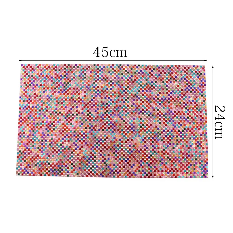 1 шт., 24x45 см, квадратная смола, блестящие разноцветные стразы, отделка, самоклеющиеся, сетчатый страз, аппликация для DIY, платья, украшения, декор для карт