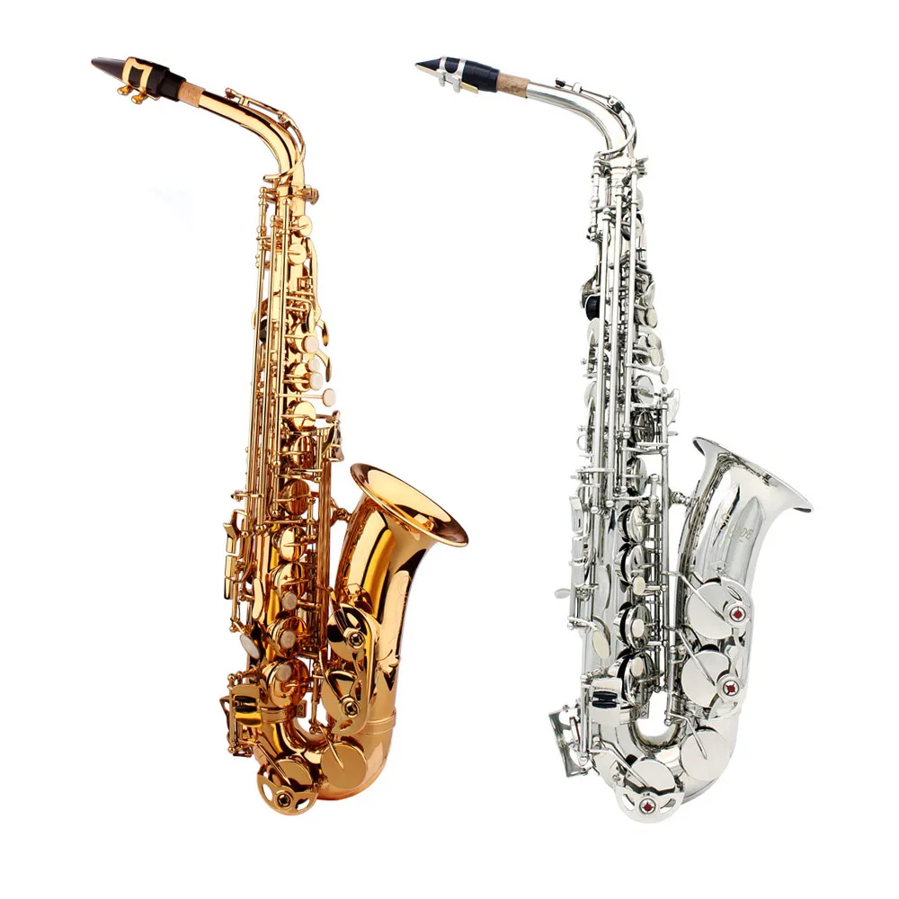 

Saxophone Sax Eb Be Alto E Flat Brass Carved Pattern on Surface Plastic Mouthpiece Exquisite with Gloves Cleaning Cloth