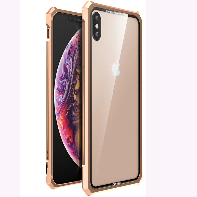 Металлический чехол для iPhone xs чехол Роскошный прозрачный жесткий пластиковый Алюминиевый металлический каркас чехол для iPhone XS чехол для MAX XR тонкий - Цвет: gold