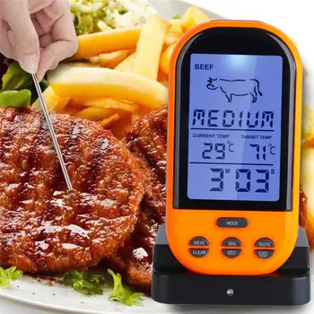 

Wireless Remote Digital Cooking Food Probe Meat Thermometer For Grill Oven BBQ