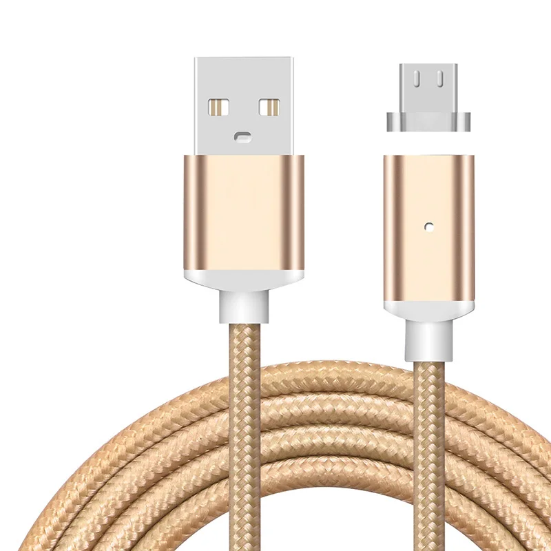 1 м нейлоновый Магнитный кабель 2.4A Micro usb кабель для зарядки и передачи данных Магнитный адаптер для зарядки samsung Xiaomi huawei Android сотовых телефонов - Тип штекера: Gold