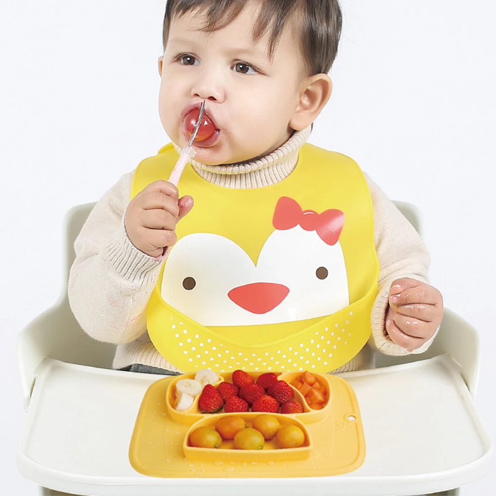 Placa de Alimentação Utensílios de Mesa Pratos do Bebê Copo de Alimentação Tigela para o Miúdo Qshare Bebê Recipiente Placema Crianças Comida Infantil Silicone Sucção 4 Mamãe e Bebê