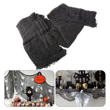 

UNOMOR Haunted House Creepy Cloth Decoration Black Gauze for Halloween Decor 7.6*2m