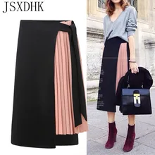 JSXDHK уличная Женская ассиметричная юбка летняя шифоновая Лоскутная длинная юбка с бантом модные плиссированные юбки с высокой талией