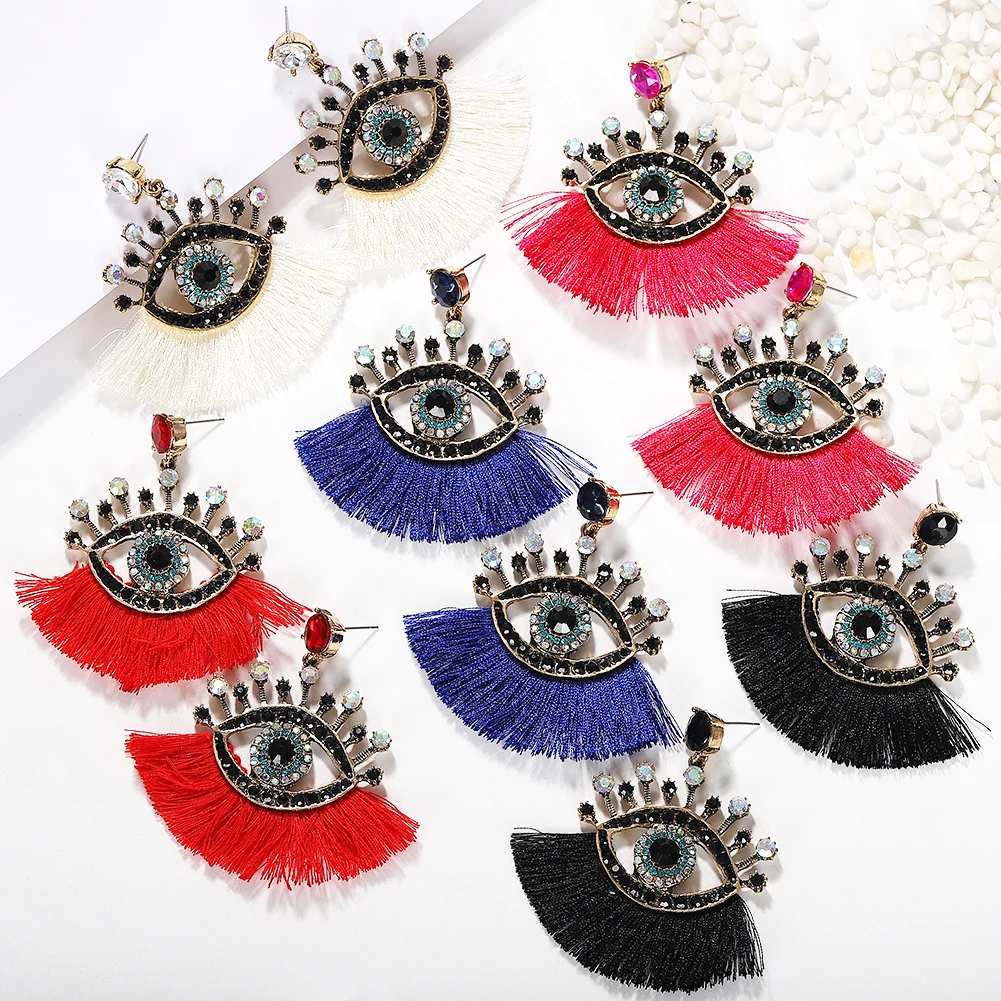 

Dvacaman Fashion Crystal Big Eyes Drop Earrings Bridal Tassel Dangle Earrings Women Girl Party Jewelry Gifts Statement Earrings