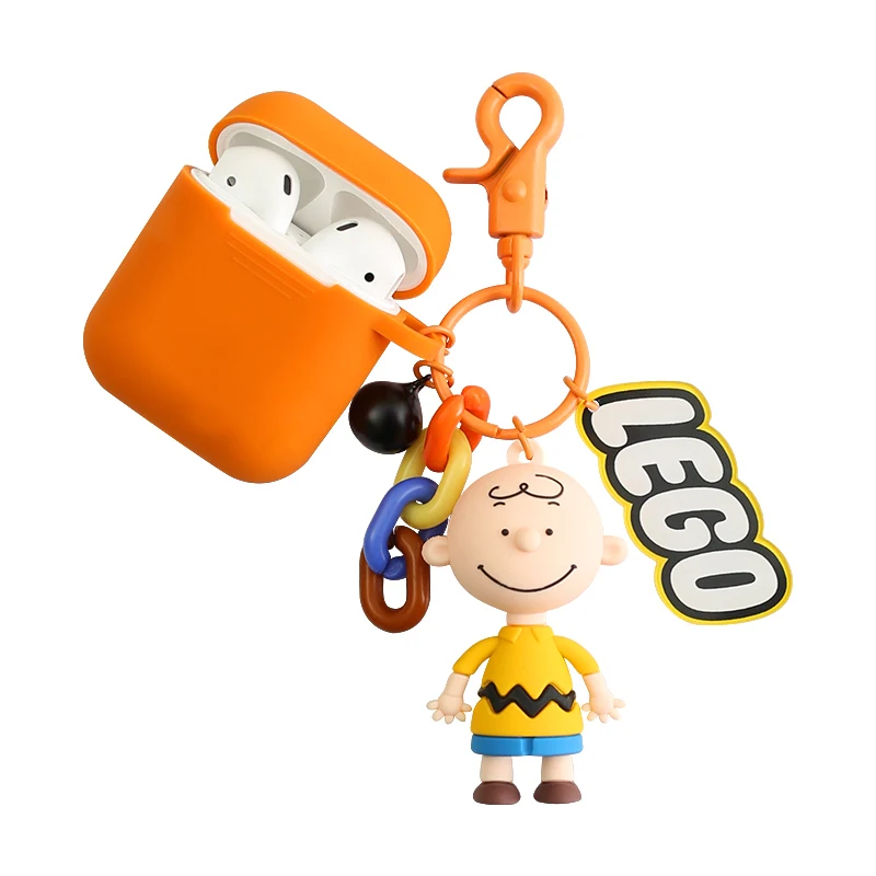 

3D Charlie Brown cute cartoon candy dog keychain Headphone Earphone Case For Apple Airpods Accessories cute silicone cover
