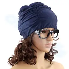 Сексуальная женская шапочка для плавания с длинными волосами, растягивающаяся драпированная шапочка для купания, драпировка Стретч, Спортивная Складная шапочка для плавания на море