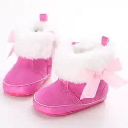 Модные пушистые сапожки принцессы с бабочкой для маленьких девочек; осенне-зимняя теплая одежда для маленьких девочек