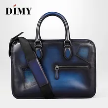 DIMY натуральная Корова патч Мужские портфели для мужчин ручной работы Винтаж Стиль человека сумка кожаные сумки для ноутбука Бизнес