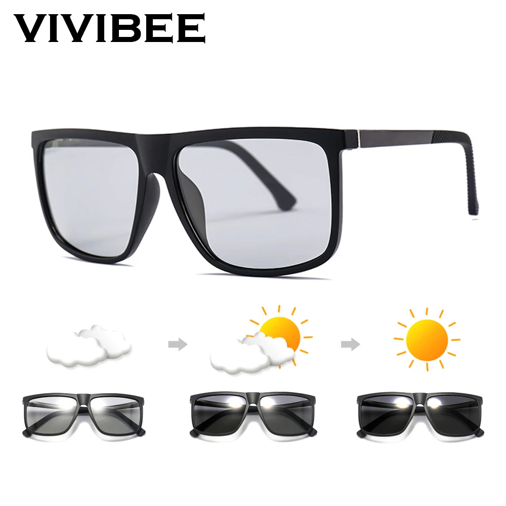 Vivibee Для мужчин фотохромные, солнцезащитные очки, поляризационные, для игры в гольф Для женщин цикл Цвет изменение черные солнцезащитные очки для спорта на открытом воздухе очки
