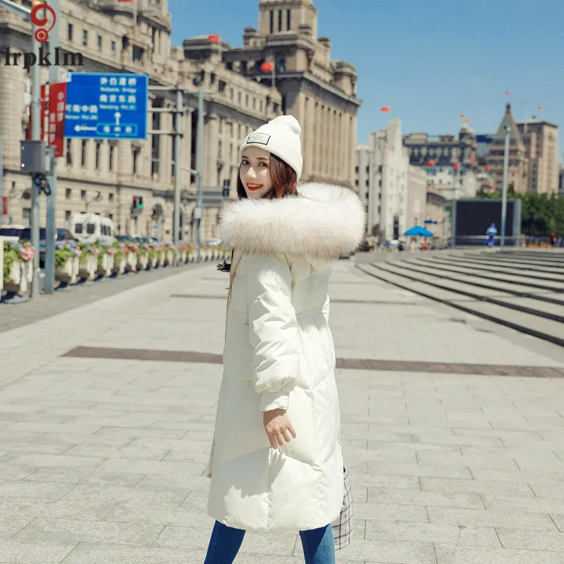 Winter Parka Women's White Long Winter Coat Loose Hooded Cotton Coats Women Parkas Winter Jackets 2018 New LZ986 (2)